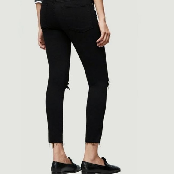 FRAME DENIM Le Skinny De Jeanne Black Ripped Knees Fray Hem Jeans Denim 31 - Picture 3 of 10